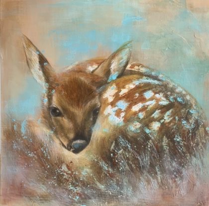 peinture-acrylique-faon-tableau-animalier-50x50-déco-foret